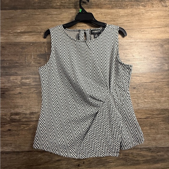 Liz Claiborne Black and White Fitted Asymmetrical Career Blouse - Picture 1 of 6